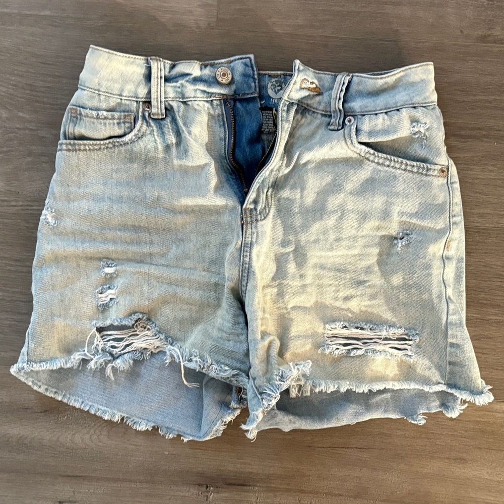 BKE Light Blue Distressed Jean Shorts